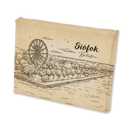 Mini vászonképes hűtőmágnes Siófok óriáskerék szépia