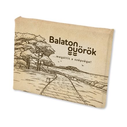 Mini vászonképes hűtőmágnes Balatongyörök sétány szépia