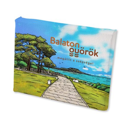 Mini vászonképes hűtőmágnes Balatongyörök sétány színes