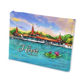 Mini vászonképes hűtőmágnes Hévíz színes