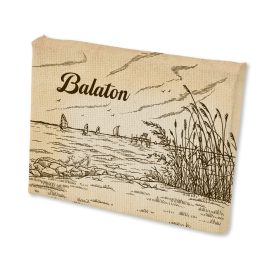 Mini vászonképes hűtőmágnes Balaton vitorlás szépia