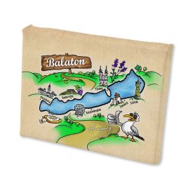 Mini vászonképes hűtőmágnes Balaton térképes színes