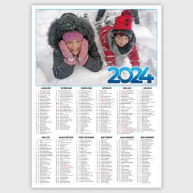 A/3 egylapos fali naptár névnapokkal