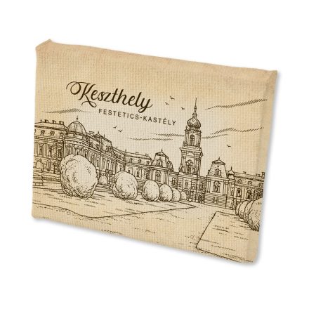 Mini vászonképes hűtőmágnes Keszthely Festetics kastély szépia