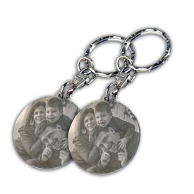   Gravírozott páros fényképes nemesacél kulcstartó ajándéktasakkal 