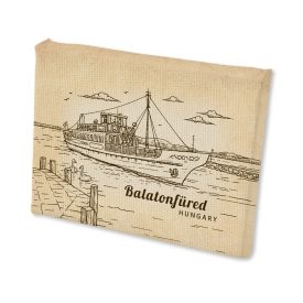   Mini vászonképes hűtőmágnes Balatonfüred hajós szépia