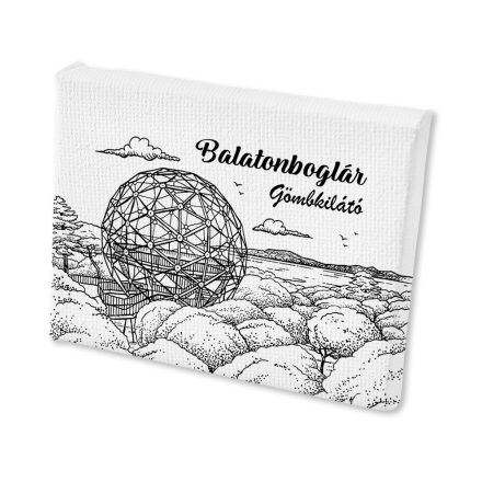 Mini vászonképes hűtőmágnes Balatonboglár Gömbkilátó fekete