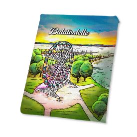   Mini vászonképes hűtőmágnes Balatonlelle óriáskerék színes