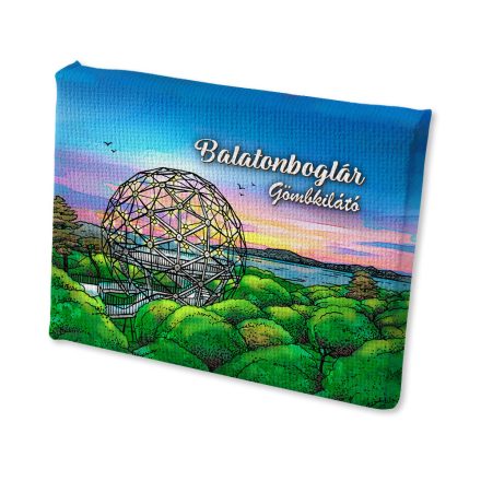 Mini vászonképes hűtőmágnes Balatonboglár Gömbkilátó színes