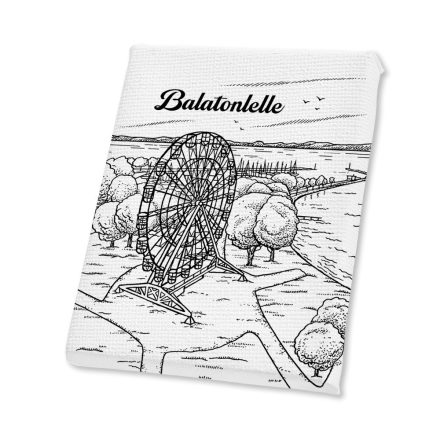 Mini vászonképes hűtőmágnes Balatonlelle óriáskerék fekete