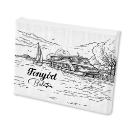 Mini vászonképes hűtőmágnes Fonyód hajós fekete