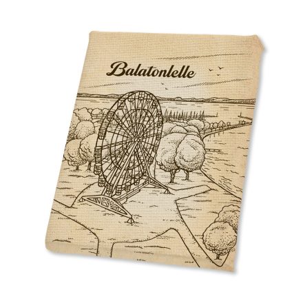 Mini vászonképes hűtőmágnes Balatonlelle óriáskerék szépia