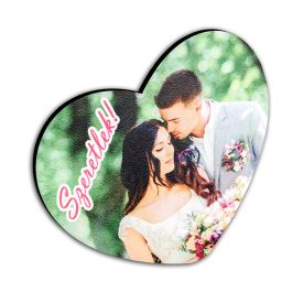 Szív alakú fényképes fa mágnes
