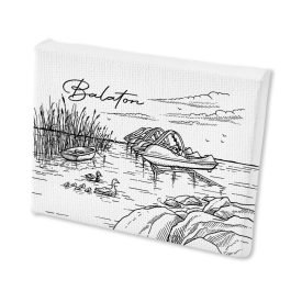   Mini vászonképes hűtőmágnes Balaton vízibiciklis fekete