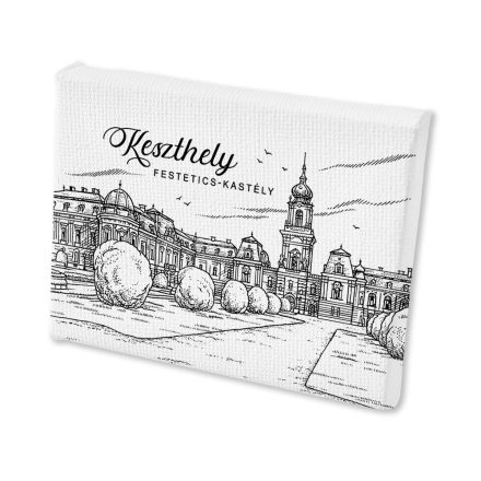 Mini vászonképes hűtőmágnes Keszthely Festetics kastély fekete