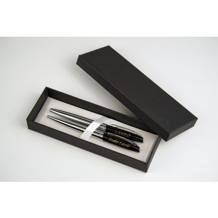 Gravírozható fém toll szett fekete díszdobozban gravírozással