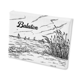 Mini vászonképes hűtőmágnes Balaton vitorlás fekete
