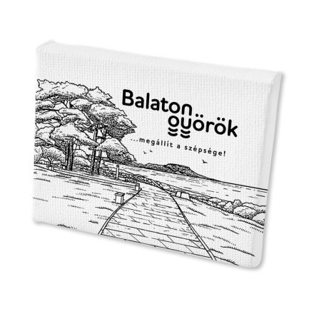 Mini vászonképes hűtőmágnes Balatongyörök sétány fekete