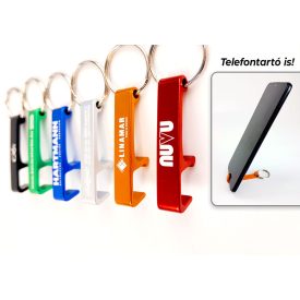 Fém üvegnyitó és mobiltartós kulcstartó